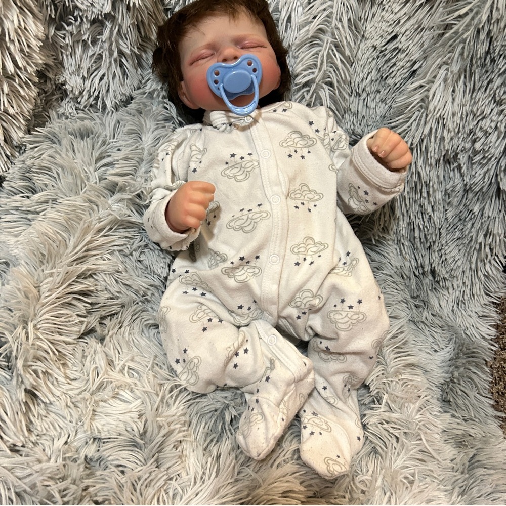 Reborn Baby Boy Doll Cloth Body Full Silicone Vinyl Limbs & Accessories (NEW)
